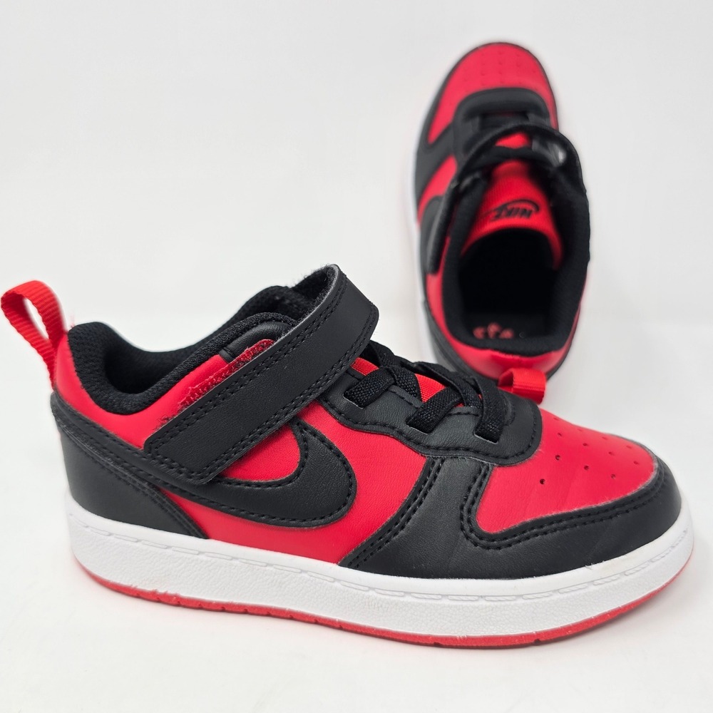Nike Court Borough Low 2 Kids Red Black Sneakers DV5458-600 Size 9C